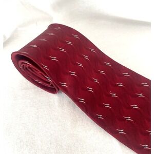 NEO Bill Blass Burgundy Abstract Print 100% Silk Men's Necktie